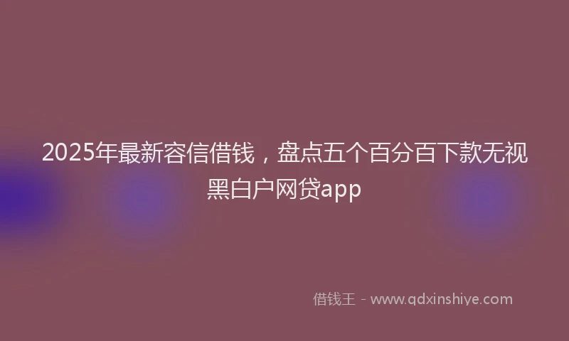 2025年最新容信借钱，盘点五个百分百下款无视黑白户网贷app