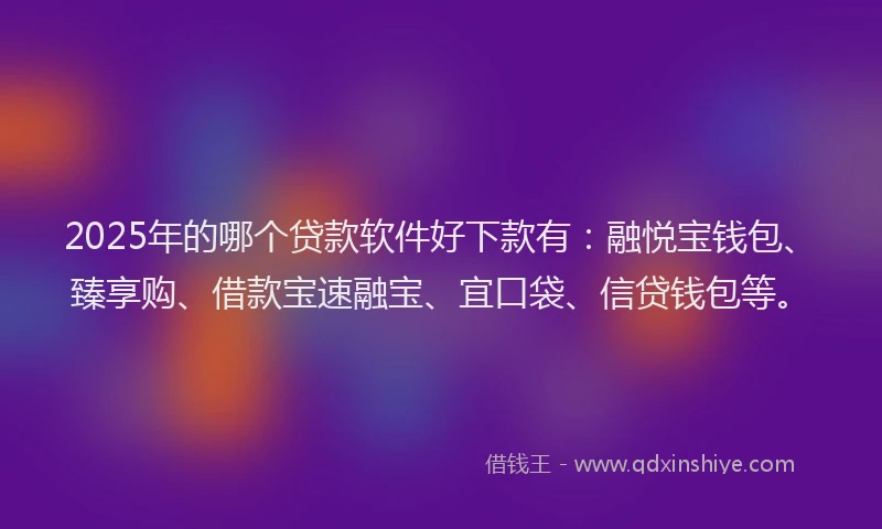 2025年的哪个贷款软件好下款有：融悦宝钱包、臻享购、借款宝速融宝、宜口袋、信贷钱包等。