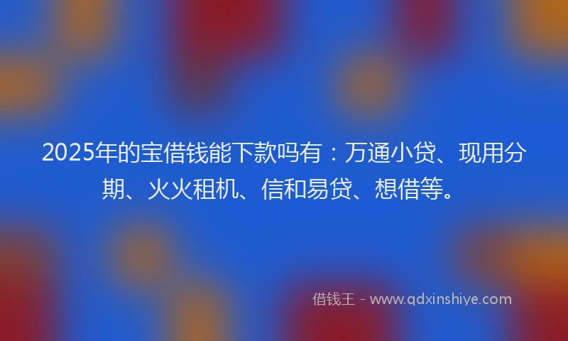 2025年的宝借钱能下款吗有：万通小贷、现用分期、火火租机、信和易贷、想借等。