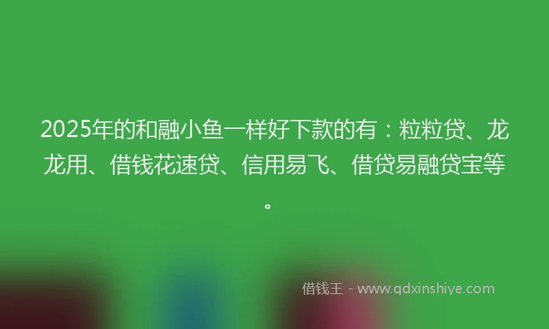 2025年的和融小鱼一样好下款的有：粒粒贷、龙龙用、借钱花速贷、信用易飞、借贷易融贷宝等。