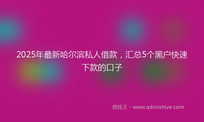 2025年最新哈尔滨私人借款，汇总5个黑户快速下款的口子