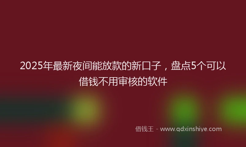 2025年最新夜间能放款的新口子，盘点5个可以借钱不用审核的软件