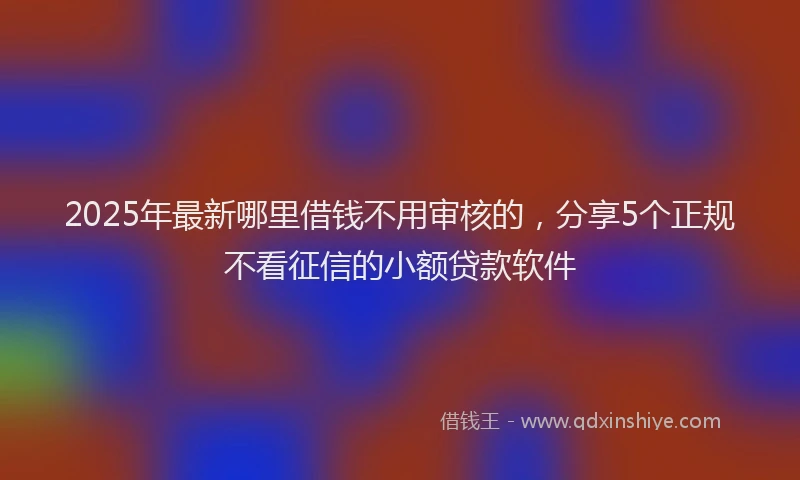 2025年最新哪里借钱不用审核的，分享5个正规不看征信的小额贷款软件