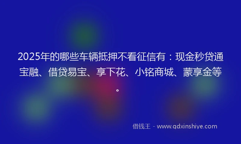2025年的哪些车辆抵押不看征信有：现金秒贷通宝融、借贷易宝、享下花、小铭商城、蒙享金等。
