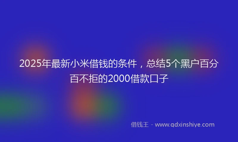 2025年最新小米借钱的条件，总结5个黑户百分百不拒的2000借款口子