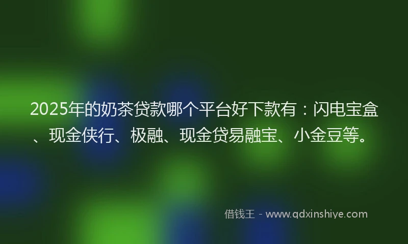 2025年的奶茶贷款哪个平台好下款有：闪电宝盒、现金侠行、极融、现金贷易融宝、小金豆等。