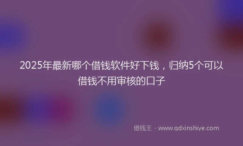 2025年最新哪个借钱软件好下钱，归纳5个可以借钱不用审核的口子