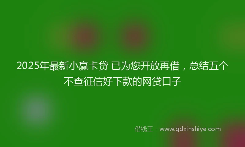 2025年最新小赢卡贷 已为您开放再借，总结五个不查征信好下款的网贷口子