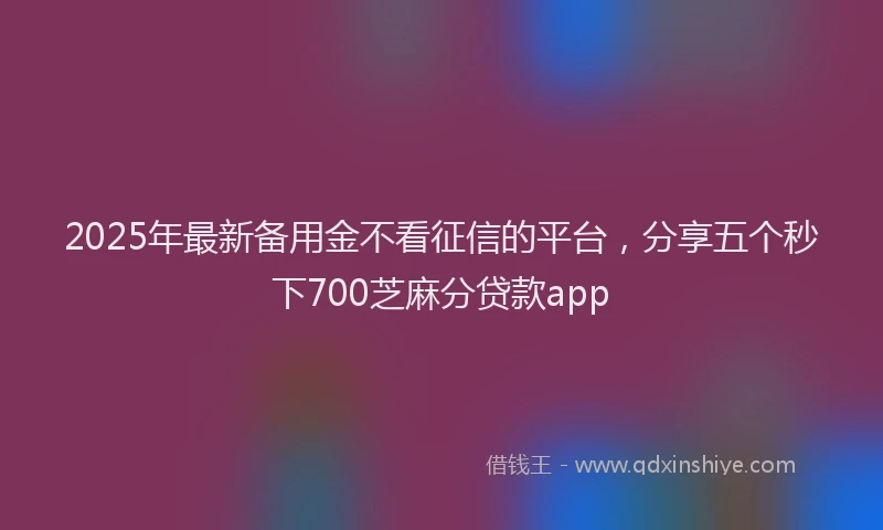 2025年最新备用金不看征信的平台，分享五个秒下700芝麻分贷款app