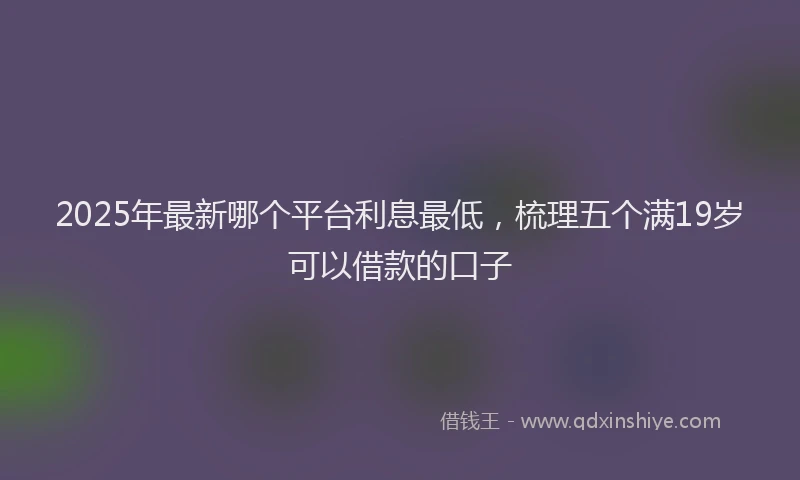2025年最新哪个平台利息最低，梳理五个满19岁可以借款的口子