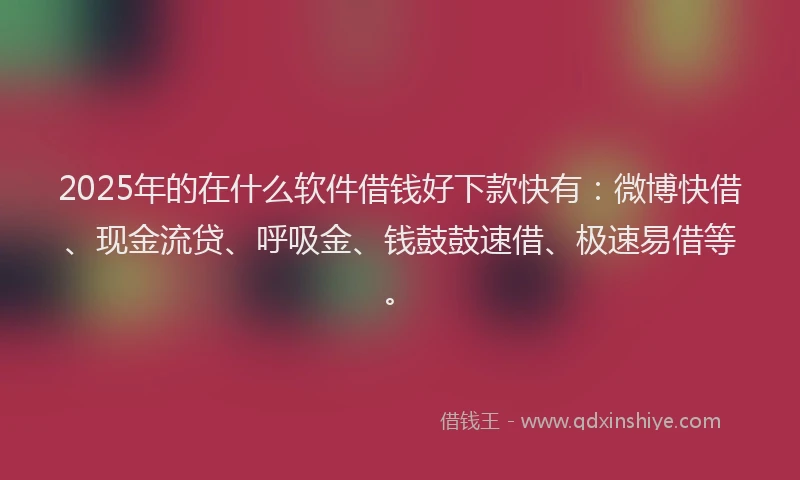 2025年的在什么软件借钱好下款快有：微博快借、现金流贷、呼吸金、钱鼓鼓速借、极速易借等。