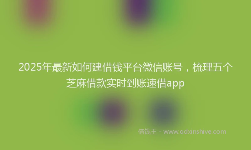 2025年最新如何建借钱平台微信账号，梳理五个芝麻借款实时到账速借app