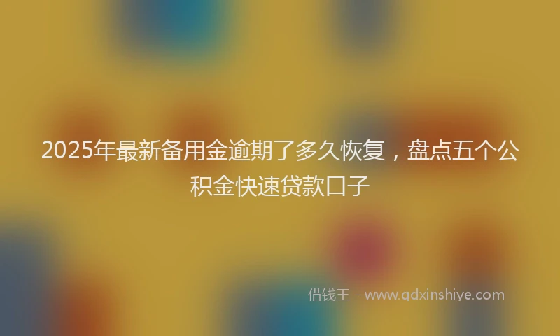 2025年最新备用金逾期了多久恢复，盘点五个公积金快速贷款口子