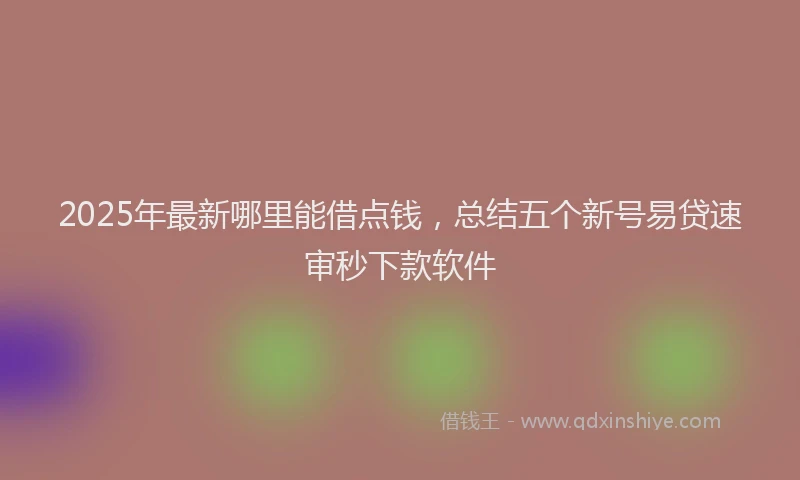 2025年最新哪里能借点钱，总结五个新号易贷速审秒下款软件