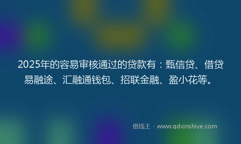 2025年的容易审核通过的贷款有：甄信贷、借贷易融途、汇融通钱包、招联金融、盈小花等。