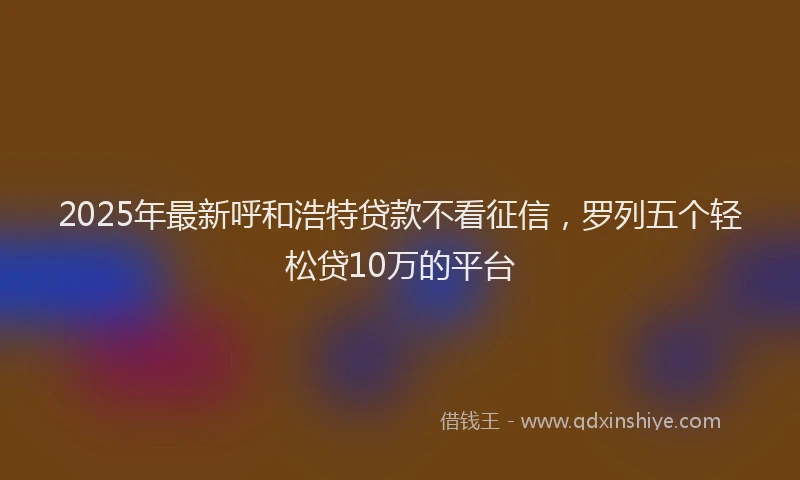 2025年最新呼和浩特贷款不看征信，罗列五个轻松贷10万的平台