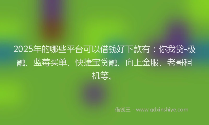 2025年的哪些平台可以借钱好下款有：你我贷-极融、蓝莓买单、快捷宝贷融、向上金服、老哥租机等。