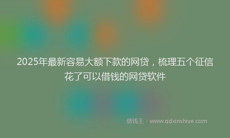 2025年最新容易大额下款的网贷，梳理五个征信花了可以借钱的网贷软件