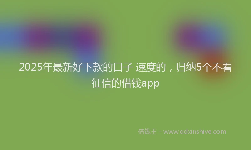2025年最新好下款的口子 速度的，归纳5个不看征信的借钱app