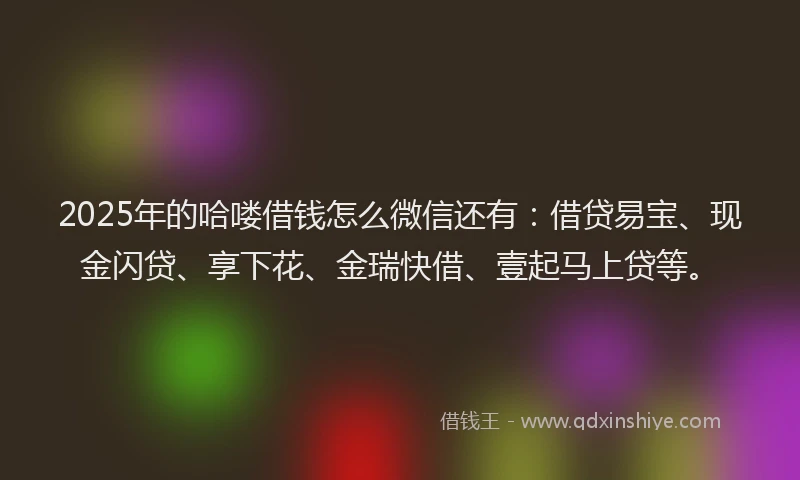 2025年的哈喽借钱怎么微信还有：借贷易宝、现金闪贷、享下花、金瑞快借、壹起马上贷等。