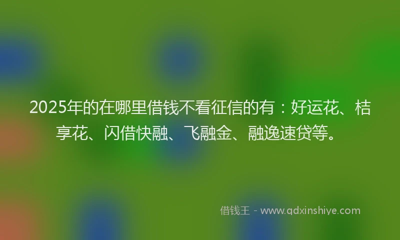 2025年的在哪里借钱不看征信的有：好运花、桔享花、闪借快融、飞融金、融逸速贷等。