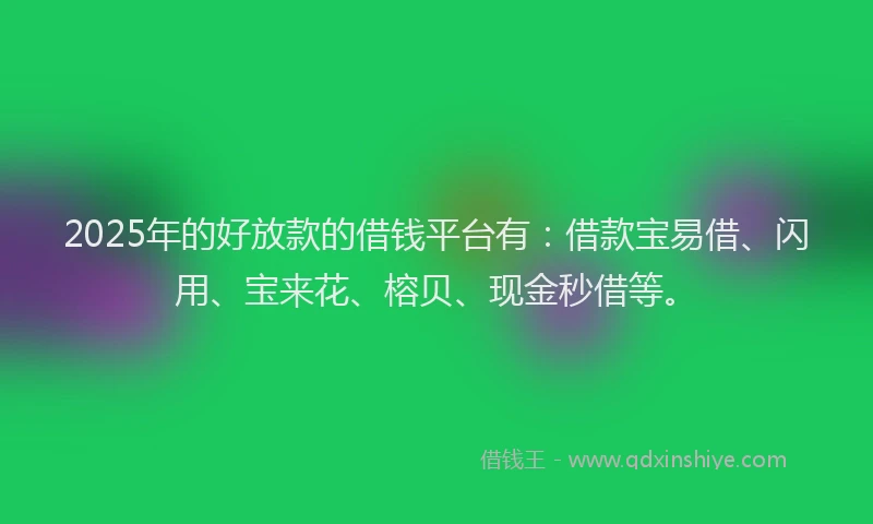 2025年的好放款的借钱平台有：借款宝易借、闪用、宝来花、榕贝、现金秒借等。