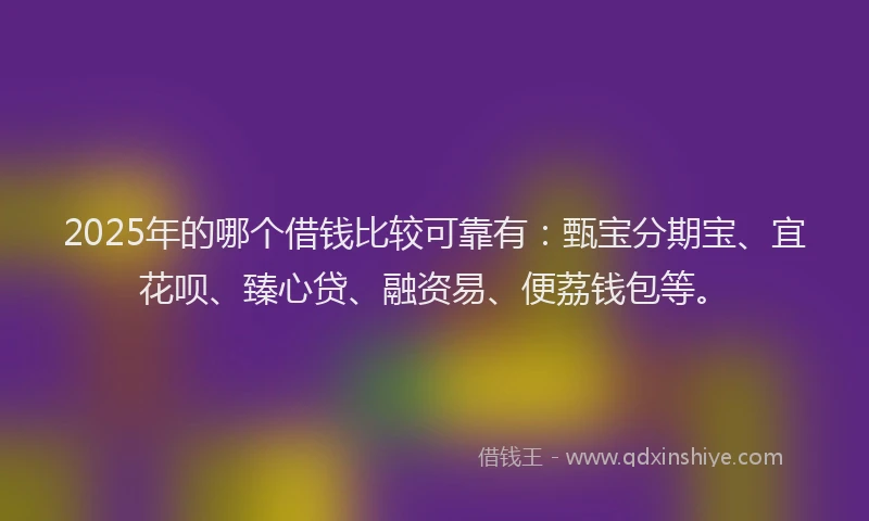 2025年的哪个借钱比较可靠有：甄宝分期宝、宜花呗、臻心贷、融资易、便荔钱包等。
