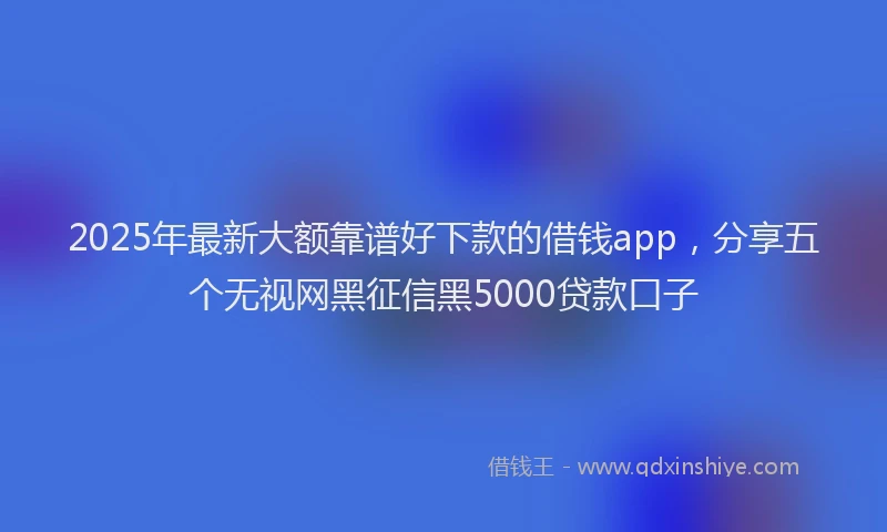 2025年最新大额靠谱好下款的借钱app，分享五个无视网黑征信黑5000贷款口子