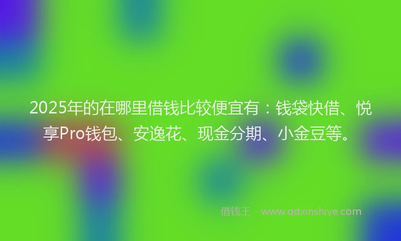 2025年的在哪里借钱比较便宜有：钱袋快借、悦享Pro钱包、安逸花、现金分期、小金豆等。