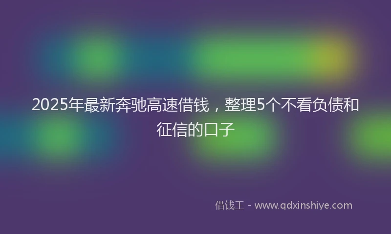 2025年最新奔驰高速借钱，整理5个不看负债和征信的口子