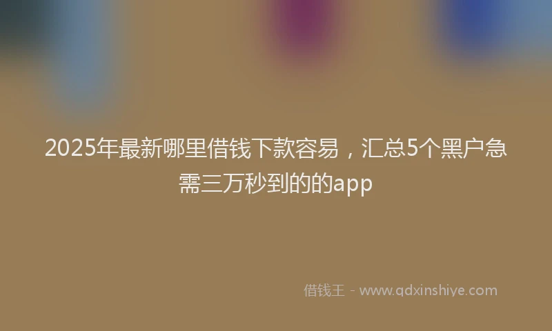 2025年最新哪里借钱下款容易，汇总5个黑户急需三万秒到的的app