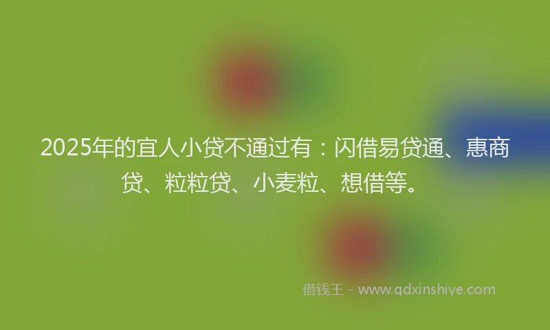 2025年的宜人小贷不通过有：闪借易贷通、惠商贷、粒粒贷、小麦粒、想借等。