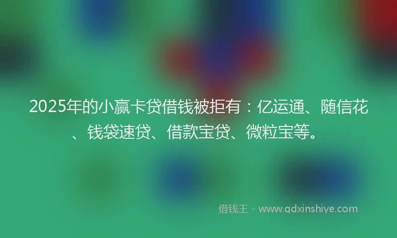 2025年的小赢卡贷借钱被拒有：亿运通、随信花、钱袋速贷、借款宝贷、微粒宝等。