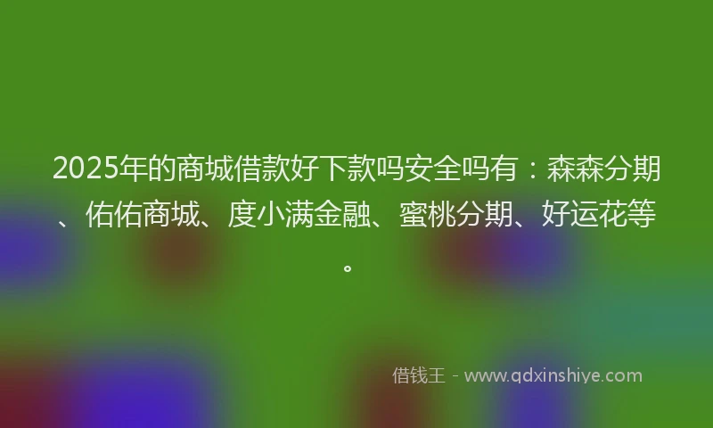 2025年的商城借款好下款吗安全吗有：森森分期、佑佑商城、度小满金融、蜜桃分期、好运花等。