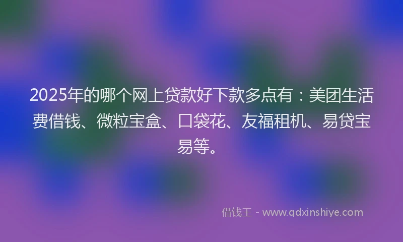 2025年的哪个网上贷款好下款多点有：美团生活费借钱、微粒宝盒、口袋花、友福租机、易贷宝易等。
