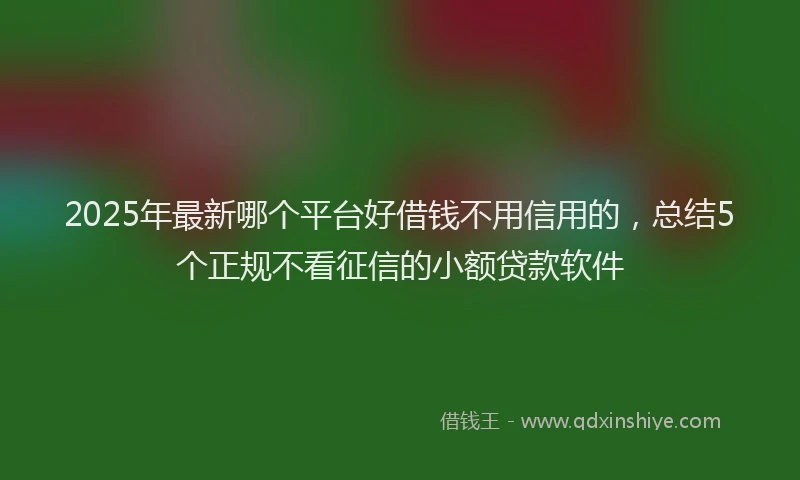 2025年最新哪个平台好借钱不用信用的，总结5个正规不看征信的小额贷款软件