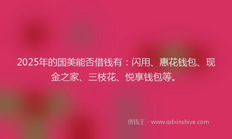2025年的国美能否借钱有：闪用、惠花钱包、现金之家、三枝花、悦享钱包等。