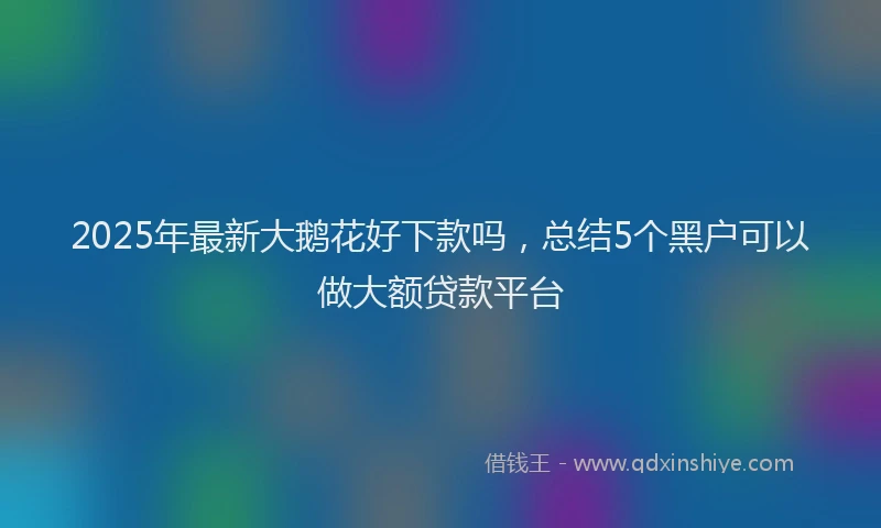 2025年最新大鹅花好下款吗，总结5个黑户可以做大额贷款平台