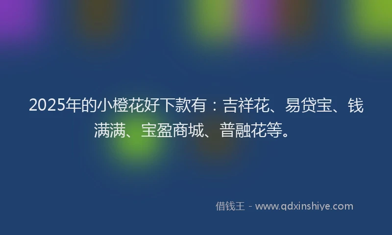 2025年的小橙花好下款有：吉祥花、易贷宝、钱满满、宝盈商城、普融花等。