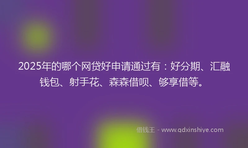 2025年的哪个网贷好申请通过有：好分期、汇融钱包、射手花、森森借呗、够享借等。