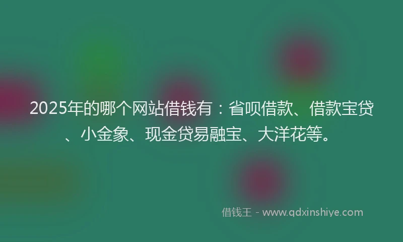 2025年的哪个网站借钱有：省呗借款、借款宝贷、小金象、现金贷易融宝、大洋花等。