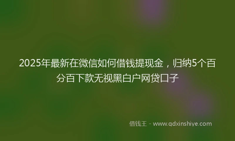 2025年最新在微信如何借钱提现金，归纳5个百分百下款无视黑白户网贷口子