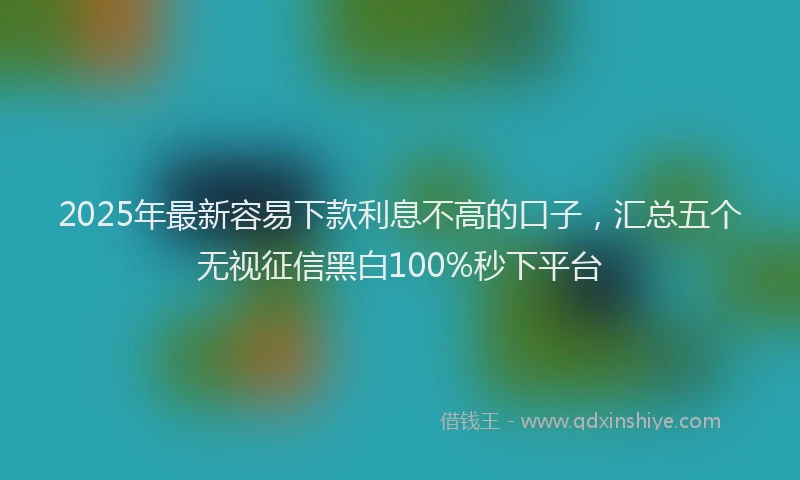 2025年最新容易下款利息不高的口子，汇总五个无视征信黑白100%秒下平台