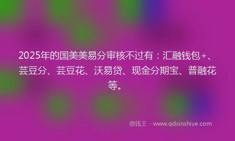 2025年的国美美易分审核不过有：汇融钱包+、芸豆分、芸豆花、沃易贷、现金分期宝、普融花等。