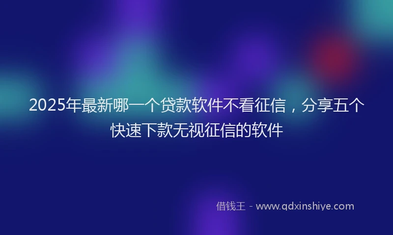 2025年最新哪一个贷款软件不看征信，分享五个快速下款无视征信的软件