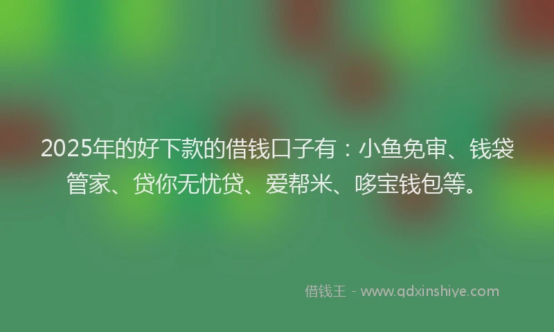 2025年的好下款的借钱口子有：小鱼免审、钱袋管家、贷你无忧贷、爱帮米、哆宝钱包等。