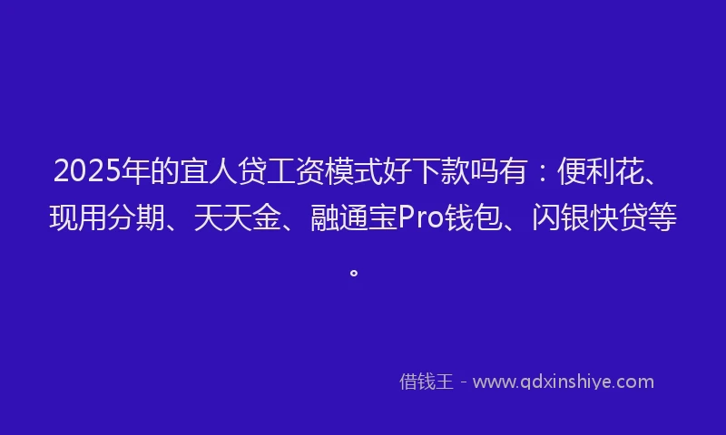 2025年的宜人贷工资模式好下款吗有：便利花、现用分期、天天金、融通宝Pro钱包、闪银快贷等。