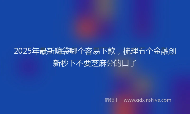 2025年最新嗨袋哪个容易下款，梳理五个金融创新秒下不要芝麻分的口子