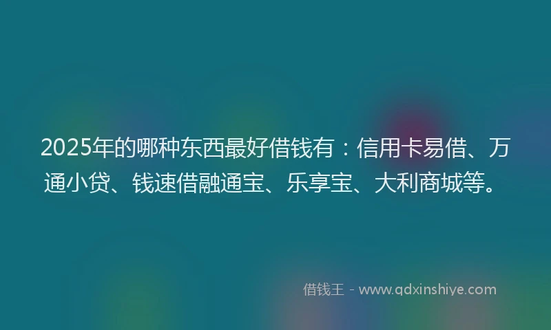 2025年的哪种东西最好借钱有：信用卡易借、万通小贷、钱速借融通宝、乐享宝、大利商城等。
