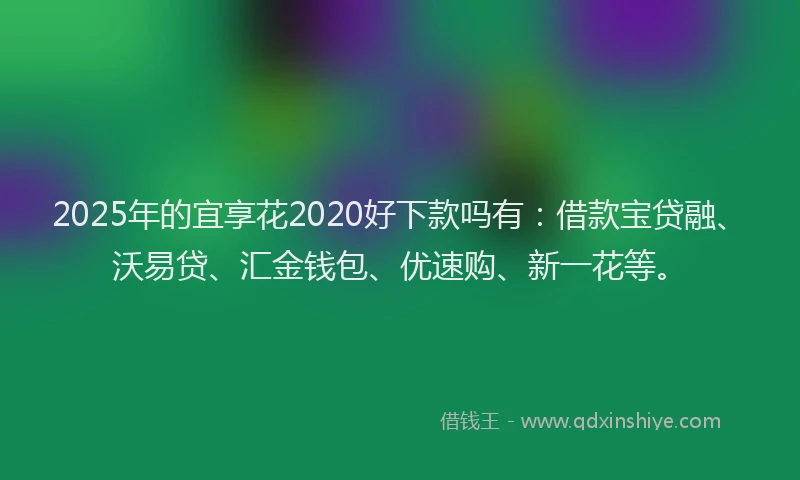 2025年的宜享花2020好下款吗有：借款宝贷融、沃易贷、汇金钱包、优速购、新一花等。